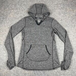 Nike Running Dri Fit Element Hooded Pullover Shirt Pockets Gray Womens Small S